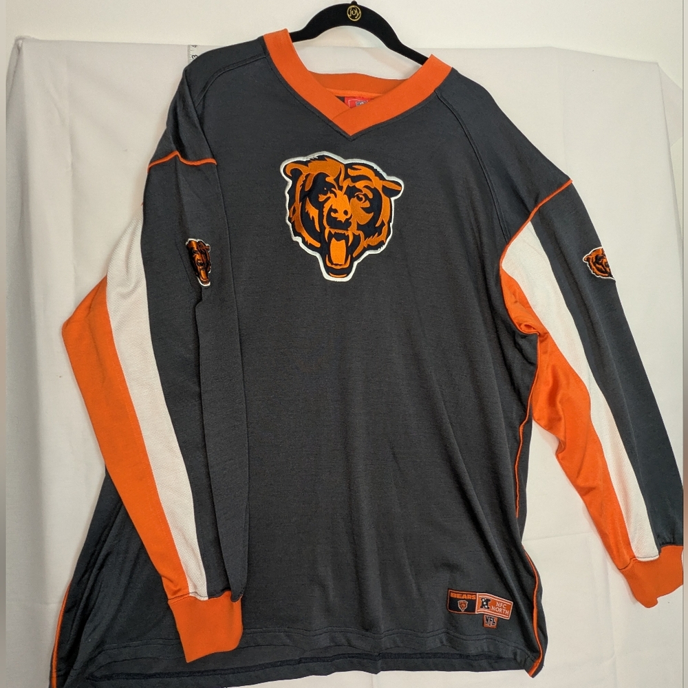 NWT NFL Men Gray Orange Chicago Bears Long Sleeve Jersey XXL NFC North Superbowl